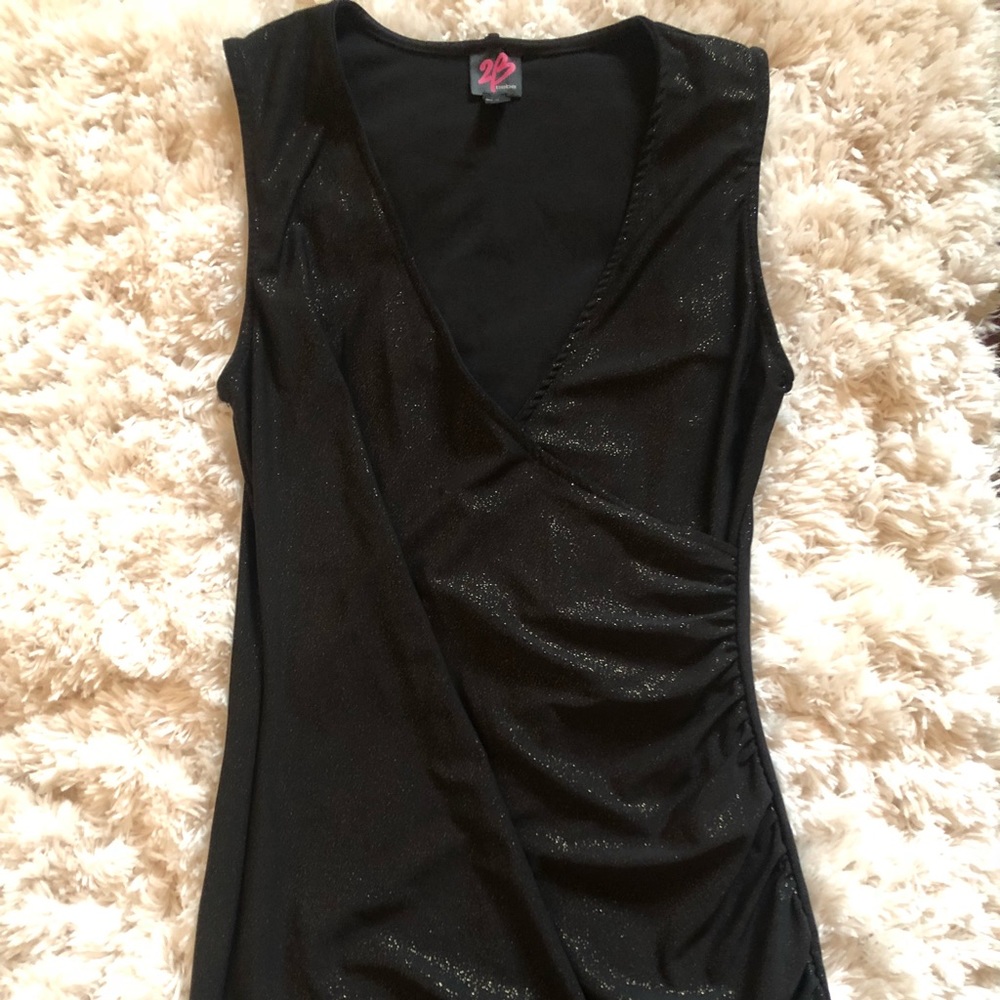 Bebe Shiny Black Ribbed Shirt